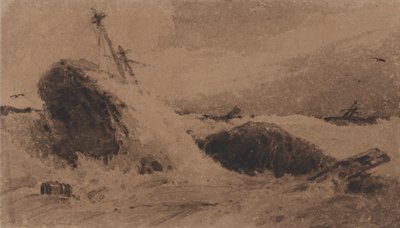 Wrecked Ship in a Stormy Sea by Francois Louis Thomas Francia