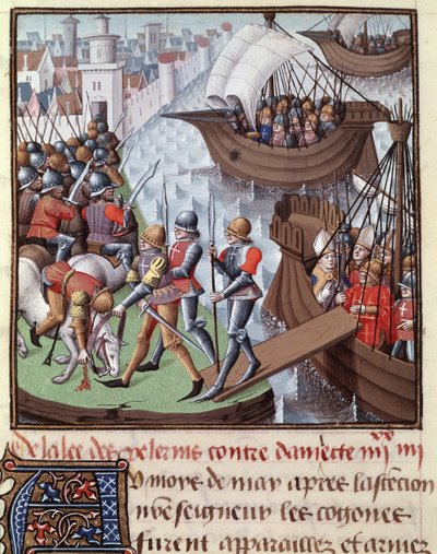 Seventh Crusade: The Fleet of the Crusaders Led by Saint Louis from Damiette in 1249 by Maître François