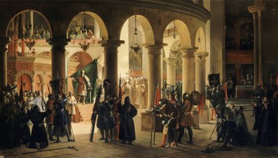 Godefroy de Bouillon Deposits in the Church of the Holy Sepulchre the Trophies of Ascalon by Francois Marius Granet
