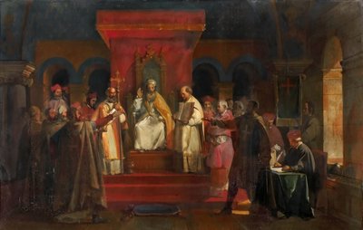 Pope Honorius II granting official recognition to the Knights Templar in 1128 by Francois Marius Granet