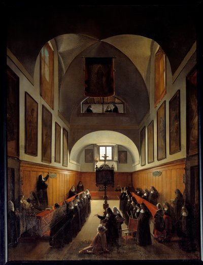 Taking clothes of a young girl from Albano in the choir of the convent of St. Clair in Rome by Francois Marius Granet