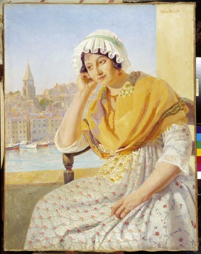 Madame Contencin on the Terrace Quai de Rive-Neuve in Marseille by Francois Marius Valere Bernard