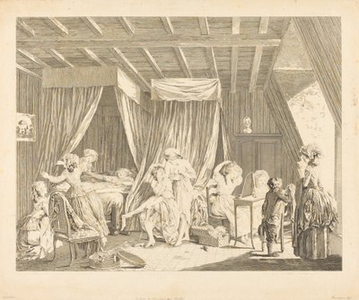 The Awakening of the Fashion Workers by Francois Nicolas Barthelemy Dequevauviller after Nicolas Lavreince