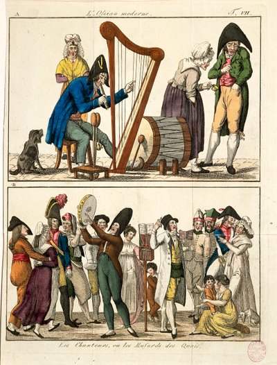 Caricature of modern Ossian and of street singers, by Francois Nicolas Martinet by Francois Nicolas Martinet