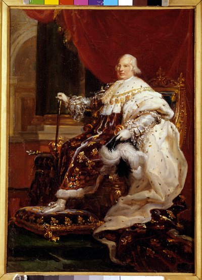 Full-length portrait of Louis XVIII (1755-1824) in coronation robes. Painting by Francois Gerard by Baron François Pascal Simon Gérard