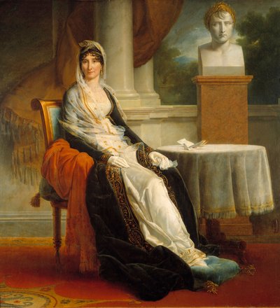 Portrait of Laetitia Bonaparte (Letizia Maria Ramolino) Mrs. Mere with bust of her son Emperor Napoleon I by Baron François Pascal Simon Gérard
