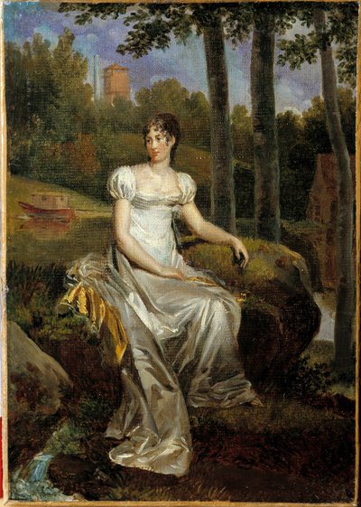 Portrait of Desiree Clary, Queen of Sweden, in the park of the castle of Bellevue by Baron François Pascal Simon Gérard