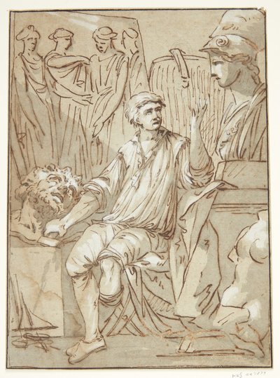 A sculptor in his workshop by Francois Perrier