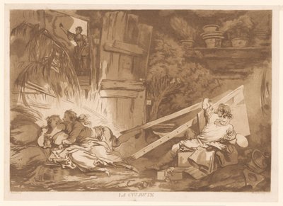 Young Stumbling Man Falls on a Woman Being Painted by Francois Philippe Charpentier