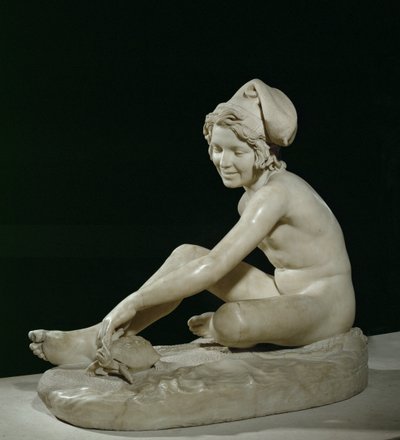 Neapolitan fisher-boy playing with a turtle by Francois Rude