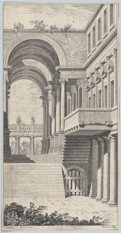 Architectural View with an Arch by Francois Vivares