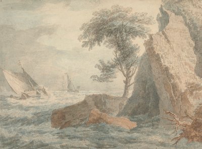 Ships by a Rocky Shore by Francois Vivares