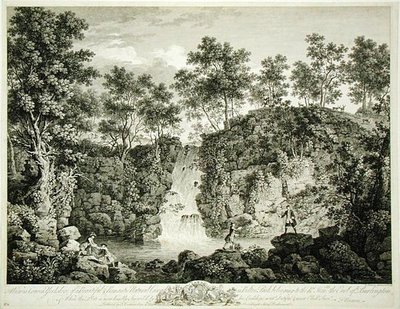 View of a Cascade at Bolton Park, Craven, Yorkshire, published 1753 (engraving) by Francois Vivarez
