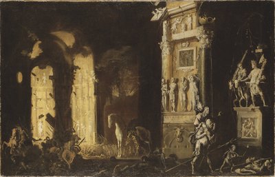 The Fire of Troy with Aeneas Carrying Anchises, by Francois de Nome by Francois de Nome