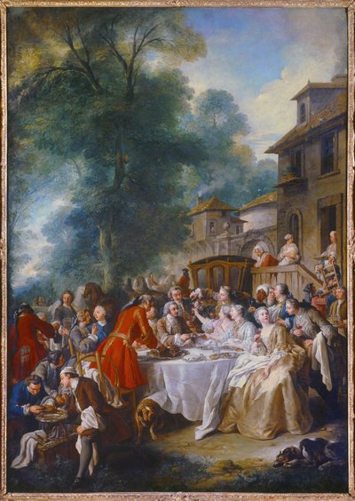 Hunting lunch. Painting by Jean Francois De Troy (1679-1752) by Francois de Troy