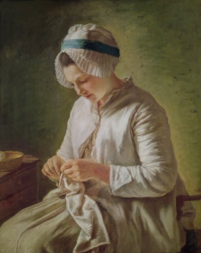 The Seamstress or, Young Woman Working by Francoise Duparc