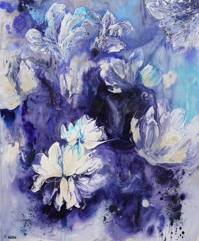 Indigo Blue Blooms by Françoise Wattré