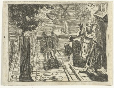 Woman Embraces Man in Front of House by Canal by Francoys Dancx
