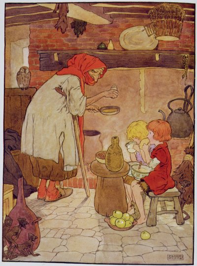 Hansel and Gretel are Fed by the Witch, Illustration from 