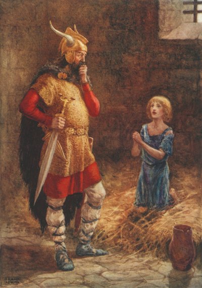 Havelok Begs Mercy of Godard, from the old ballad Havelok the Dane by Frank Adams