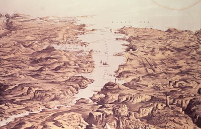 Panoramic View of the North and South Sides of the Harbour and Port of Sebastopol, designed and lithographed by Thomas Packer, pub. by Stannard and Dixon, 1855 by Frank C. Hughes