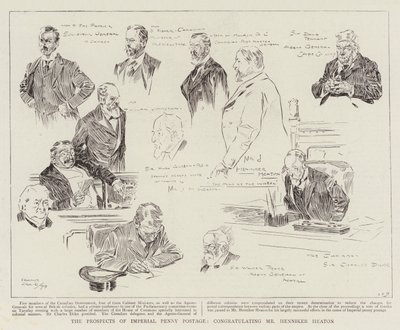 The Prospects of Imperial Penny Postage, Congratulating Mr Henniker Heaton by Frank Craig