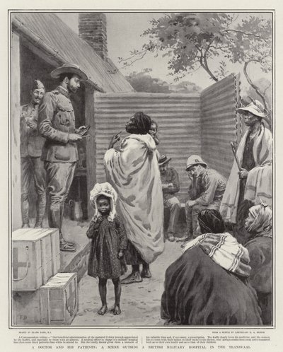A Doctor and his Patients, a Scene outside a British Military Hospital in the Transvaal by Frank Dadd