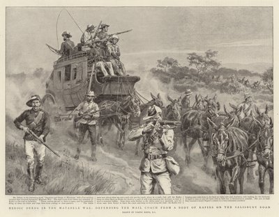 Heroic Deeds in the Matabele War, defending the Mail Coach from a Body of Kafirs on the Salisbury Road by Frank Dadd