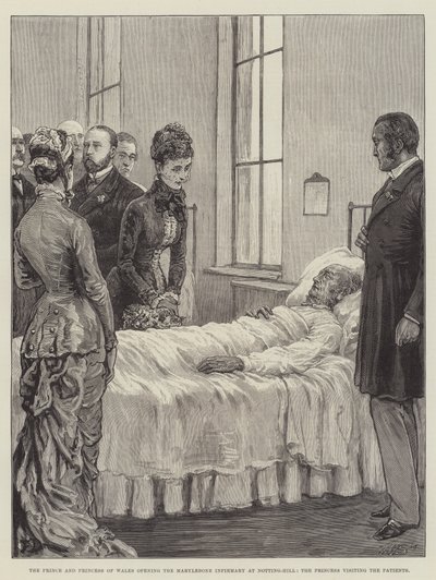 The Prince and Princess of Wales Opening the Marylebone Infirmary at Notting-Hill, the Princess Visiting the Patients by Frank Dadd