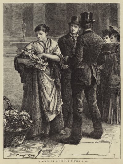 Sketches in London, a Flower Girl by Frank Holl