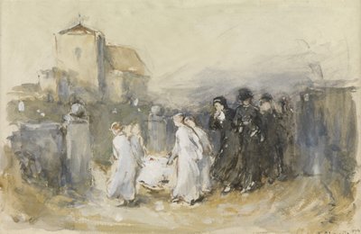 Study for Her First Born, Horsham Churchyard (Funeral of the First Born) by Frank Holl