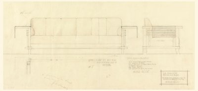 Living Room Davenport, Henry J. Allen Residence, Wichita, Kansas by Frank Lloyd Wright