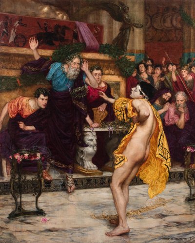 The Greek Runner Ladas Falling Dead as He Goes to Receive His Crown at Olympia by Frank Moss Bennett