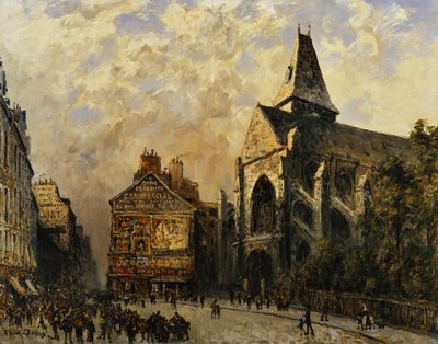 Street Scene behind the Saint Medard Church, Paris by Frank Myers Boggs