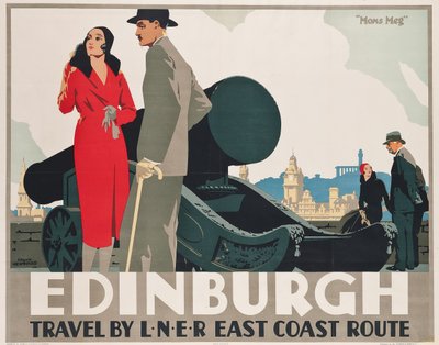 Poster Advertising LNER East Coast Routes to Edinburgh by Frank Newbould