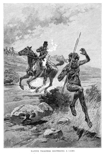 Native Troopers Dispersing a Camp, Australia by Frank P. Mahony