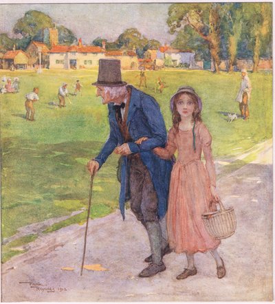 It was a very small place. The men and the boys were playing cricket on the green by Frank Reynolds