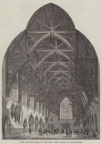 The Entrance Hall of the New Assize Courts at Manchester by Frank Watkins