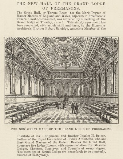 The New Great Hall of the Grand Lodge of Freemasons by Frank Watkins