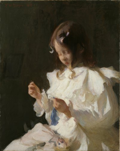 Portrait of a Child Sewing by Frank Weston Benson