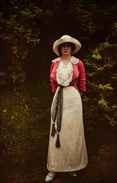 Early color autochrome circa 1916 portrait of woman, probably Mrs. F.P. Knott by Franklin Price Knott