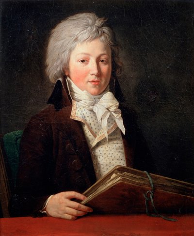 Portrait of a Young Man holding a Folder with Drawings, 1791 by François André Vincent