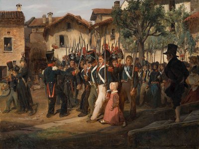 The National Guard of the Countryside Marching Past the Mayor by François August Biard