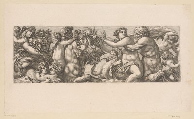 Bacchus with Satyrs and Nereids in the Water (Mythological Figures by the Water) by François Bignon (attributed to)