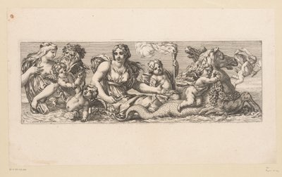 Saint Catherine with Nereids, Satyrs, and Fantastic Animals in the Water by François Bignon (attributed to)