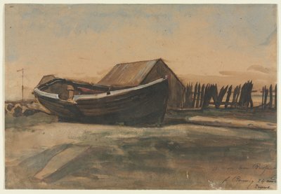 Boat on a Beach, Le Tréport, 1854 by François Bonvin