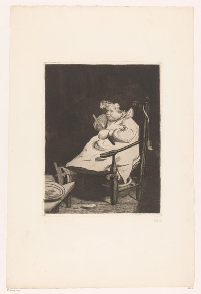Child on a Chair with an Apple (Dix Eaux-fortes) by François Bonvin