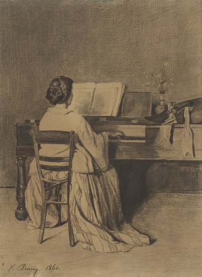 Woman at the Piano, Seen from the Back by François Bonvin