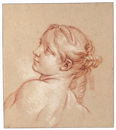 A Girl, Bust-Length, Her Head Tilted to the Left by François Boucher