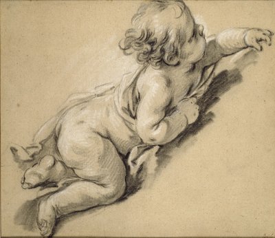A Putto Reclining to Right by François Boucher